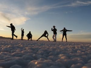 Pôr do sol no Salar de Uyuni