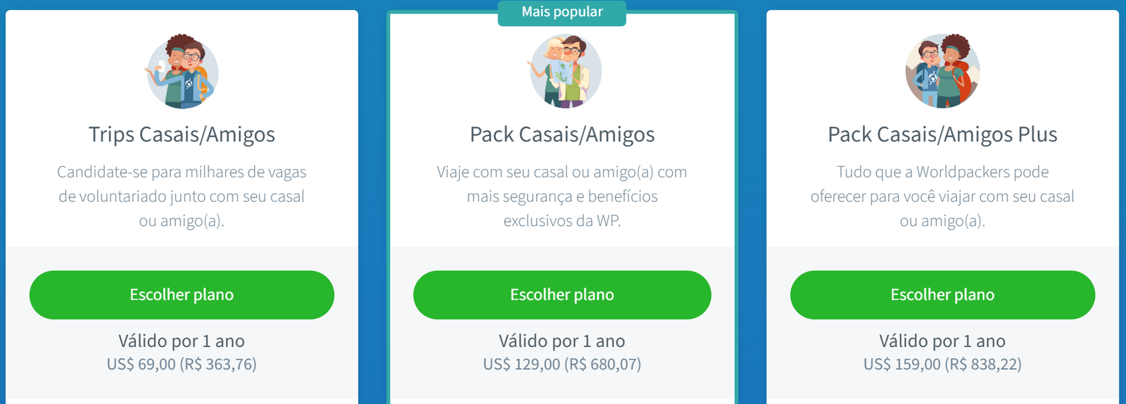 Planos Worldpackers casais